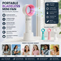 Imported : Portable Bladeless Rechargeable Mini Hand Fan – 3 Speed USB Cooling Fan with 2000mAh Battery