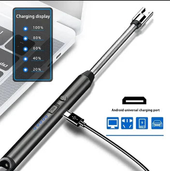 USB rechargeable electric arc lighter with flexible windproof neck for kitchen BBQ and gas stove by STORIYO