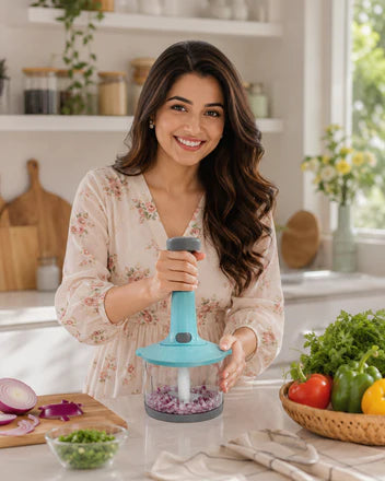 Manual Push Food Chopper for vegetables, onions, garlic and fruits by STORIYO