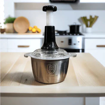 Manual Push Vegetable Chopper with stainless steel bowl for onions, vegetables, garlic and fruits by STORIYO