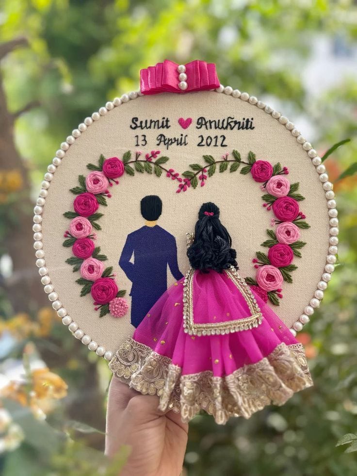 Personalized Handmade Embroidery Hoop Frame | Custom Couple Name Wall Decor  Description